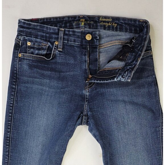 7 For All Mankind Size 29X32 Women Kimmie Straight Leg Blue Denim Logo Tag Jeans - Picture 13 of 13